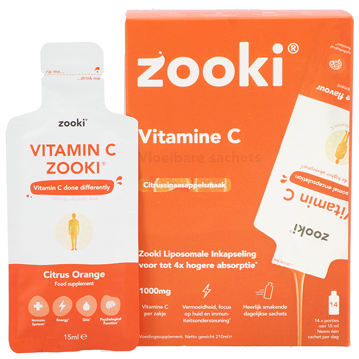 Zooki Vitamine C Vloeibare Sachets – 14 Sachets image 2