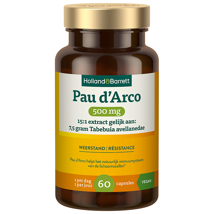 Holland & Barrett Pau d'Arco 500mg 15:1 Extract Gelijk Aan: 7.5 Gram Tabebuia Avellanedae - 60 capsules image 1