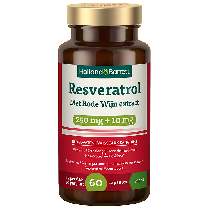 Holland & Barrett Resveratrol 250mg Met Rode Wijn Extract 10mg - 60 capsules image 1