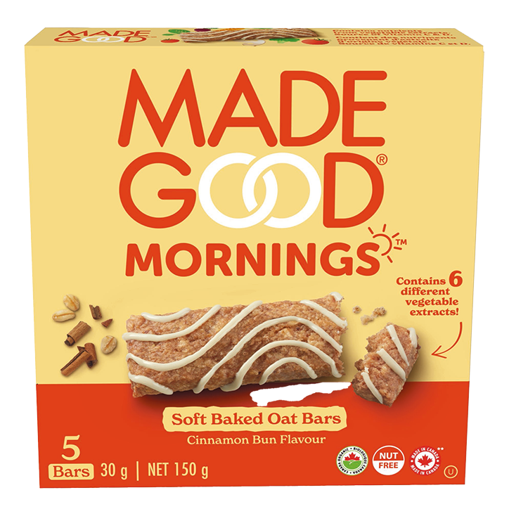 MadeGood Mornings Soft Baked Oat Bar Cinnamon Bun - 5x30g image 1