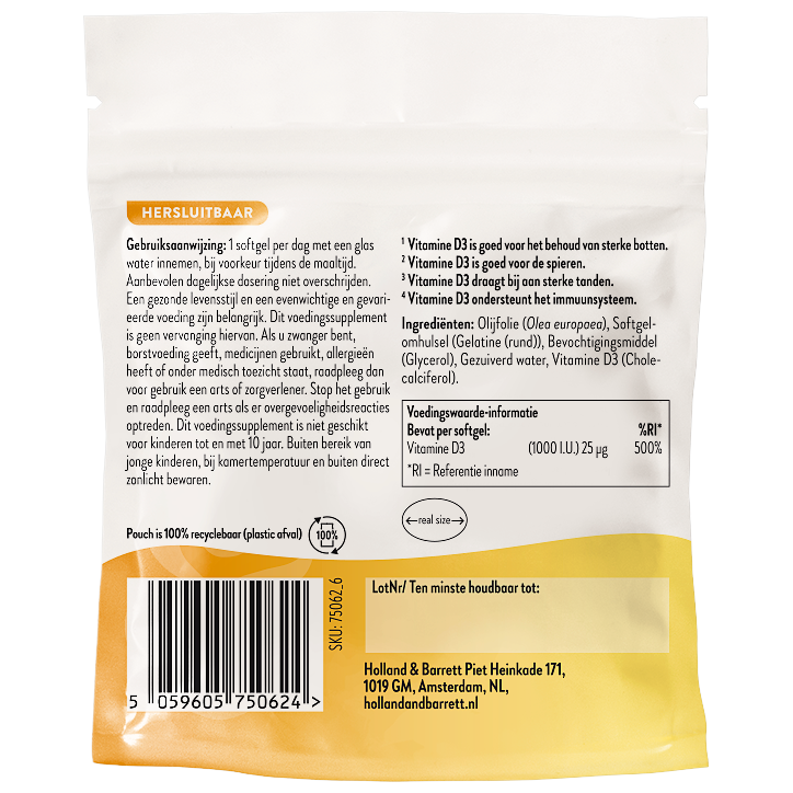 Holland & Barrett 30DAYS Vitamine D3 25mcg - 30 softgels image 2