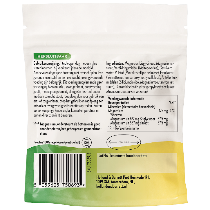 Holland & Barrett 30DAYS Magnesium Bisglycinaat En Citraat 175mg - 30 tabletten image 2