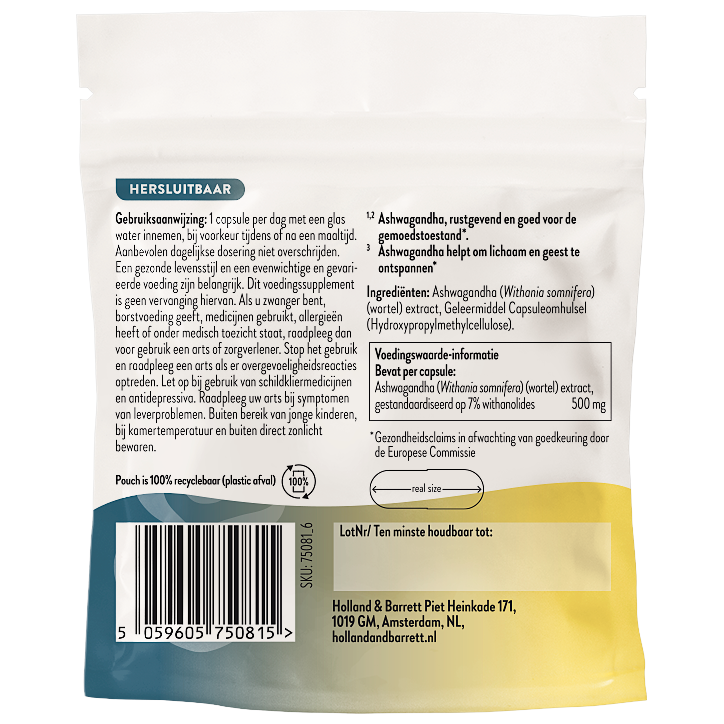 Holland & Barrett 30DAYS Ashwagandha 500mg 7% Withanolides - 30 capsules image 2