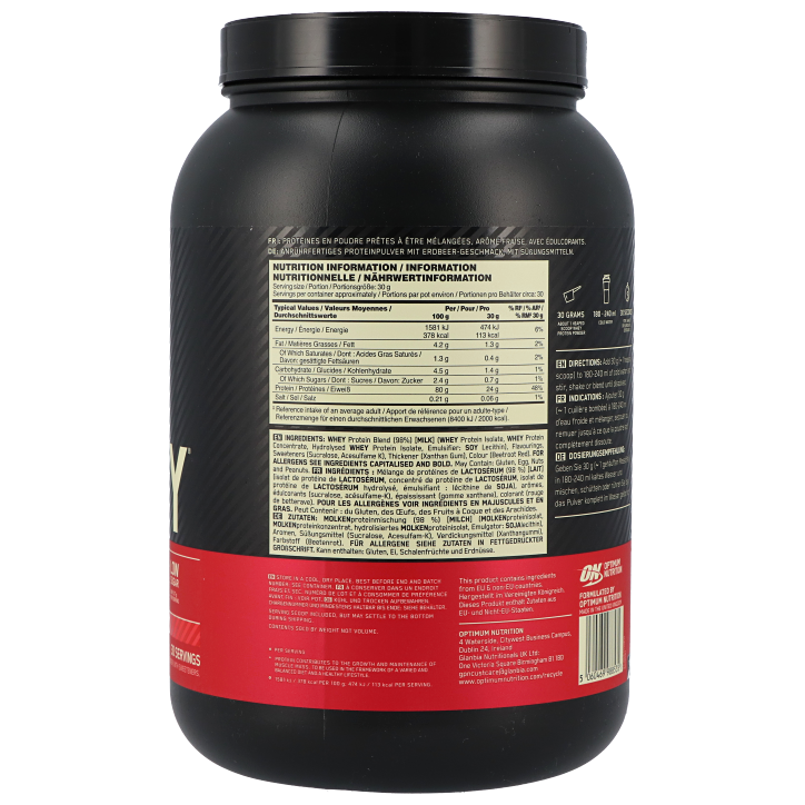 Optimum Nutrition Gold Standard 100% Whey Delicious Strawberry - 900g
