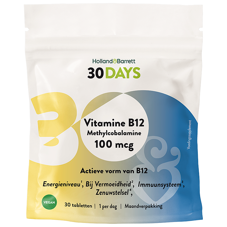 Holland & Barrett 30DAYS Vitamine B12 Methylcobalamine 100mcg - 30 tabletten image 1