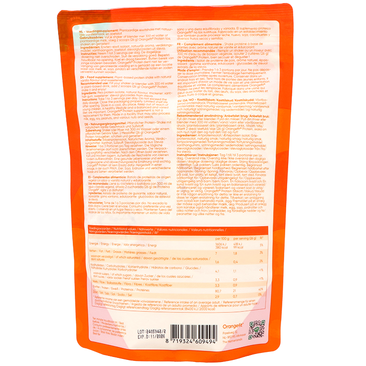 Orangefit Plantaardige Proteïne Vanillesmaak – 260g image 2