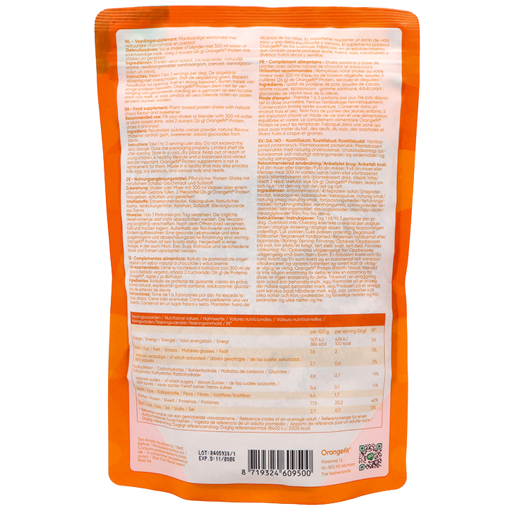 Orangefit Plantaardige Proteïne Chocosmaak – 260g image 2