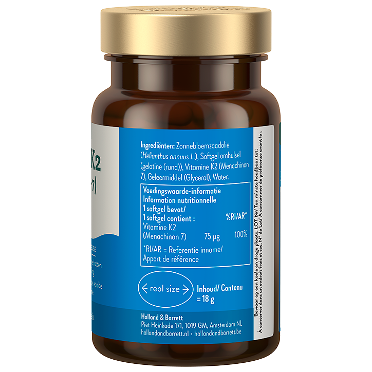 Holland & Barrett Vitamine K2 75mcg - 60 softgels image 2