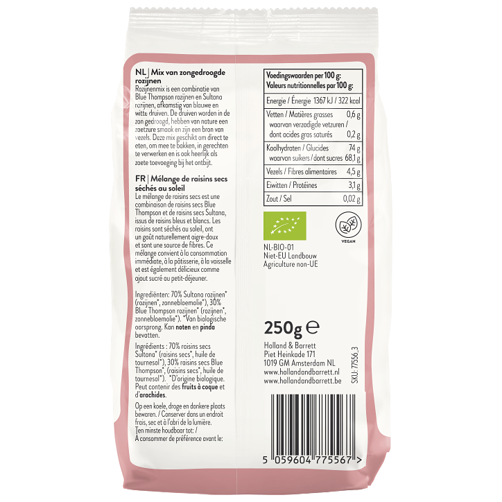 Holland & Barrett Biologische Rozijnen Mix - 250g image 2