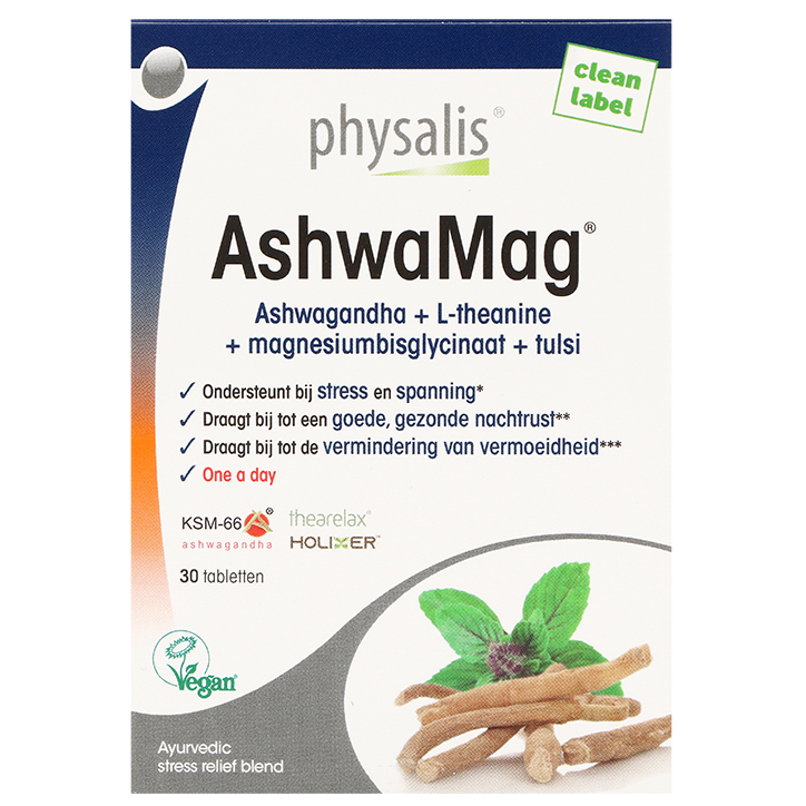 Physalis AshwaMag® Ashwagandha + Tulsi - 30 tabletten image 1