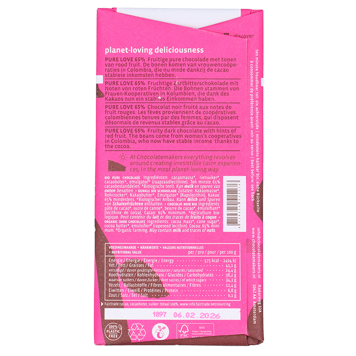 Chocolatemakers Bio Pure Love Puur 65% - 80g image 2