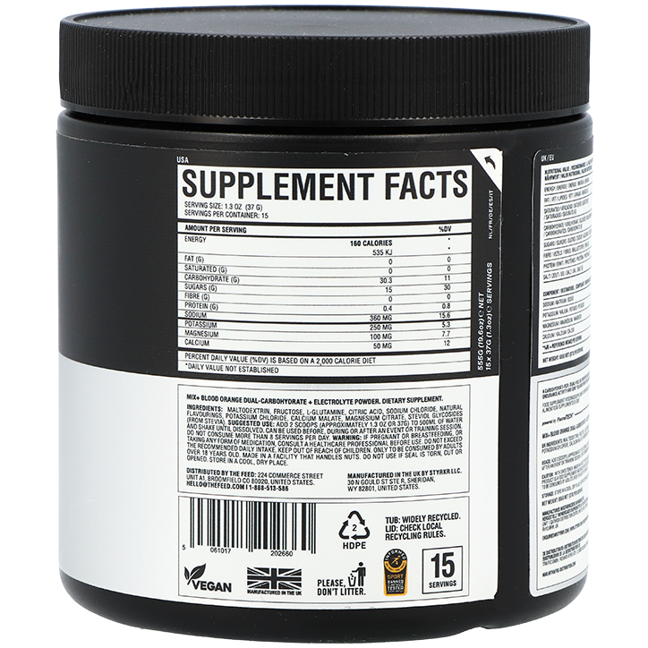 STYRKR MIX+ Elektrolyten en Koolhydraten Blood Orange – 555g image 2