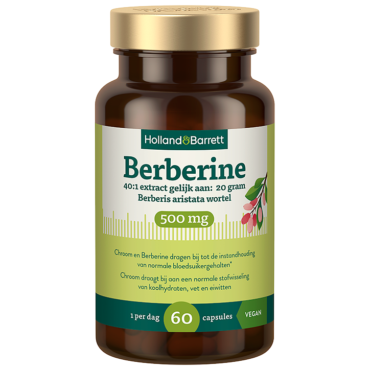 Holland & Barrett Berberine 500 mg 40:1 Extract: Gelijk Aan 20 Gram Berberine + Chroom - 60 capsules image 1