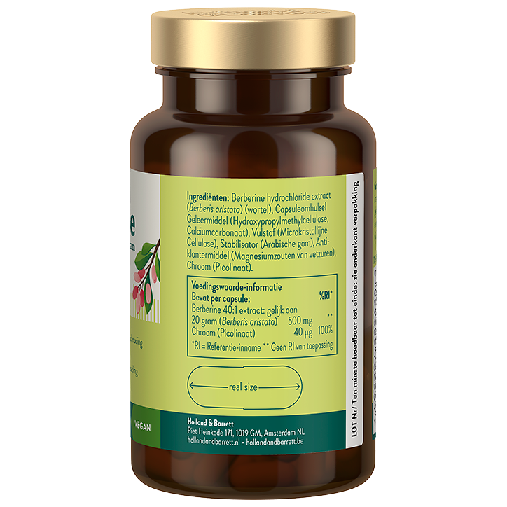 Holland & Barrett Berberine 500 mg 40:1 Extract: Gelijk Aan 20 Gram Berberine + Chroom - 60 capsules image 2