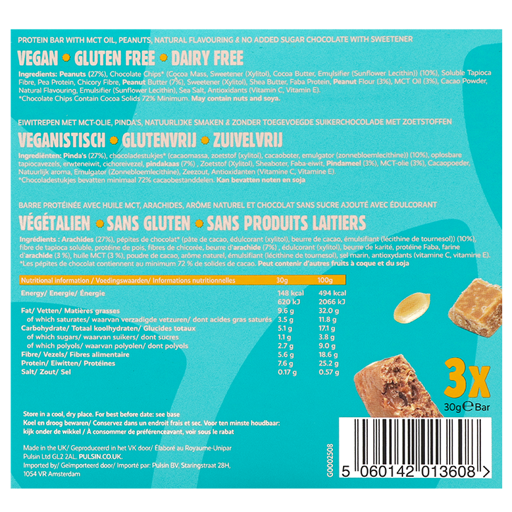 Pulsin Keto Choc Fudge & Peanut Multipack 3 x 30g image 3
