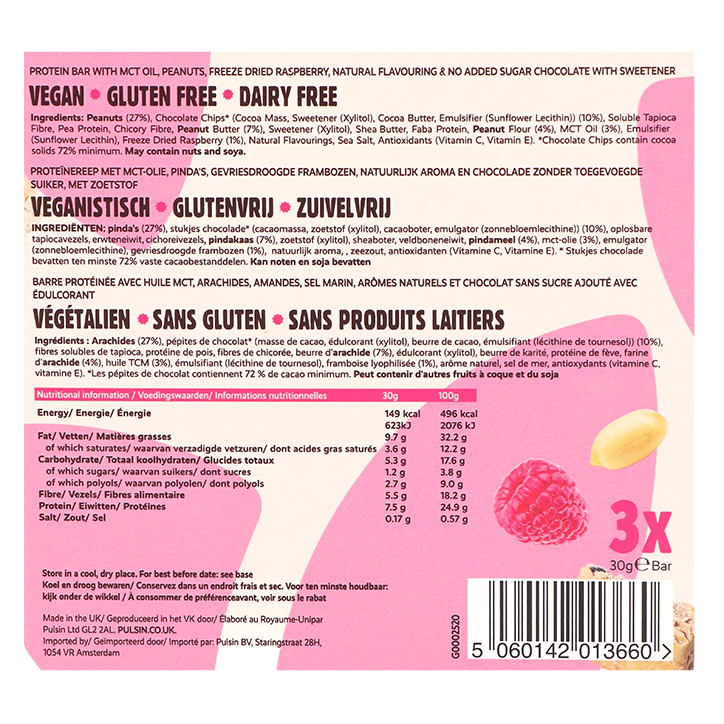Pulsin Keto Raspberry & Choc Chip Multipack 3 x 30g image 3