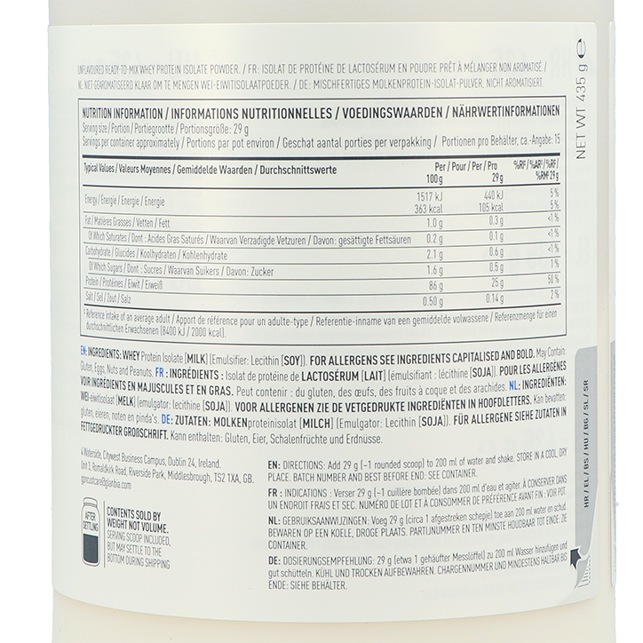 Optimum Nutrition Isopure Whey Protein Isolate Unflavoured - 435g image 2
