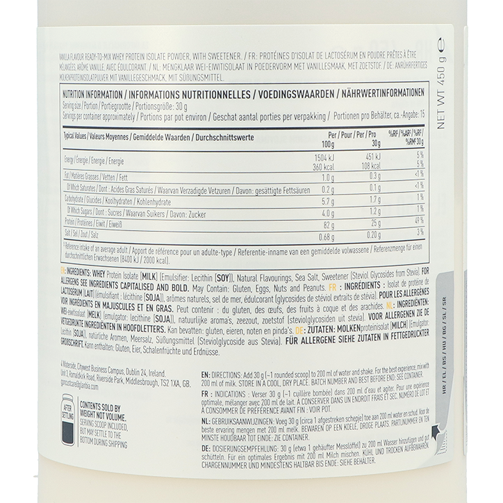 Optimum Nutrition Isopure Whey Protein Isolate Vanilla Flavour - 450g image 2