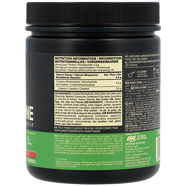 Optimum Nutrition Micronised Creatine Powder Fruit Punch - 247,5g image 2