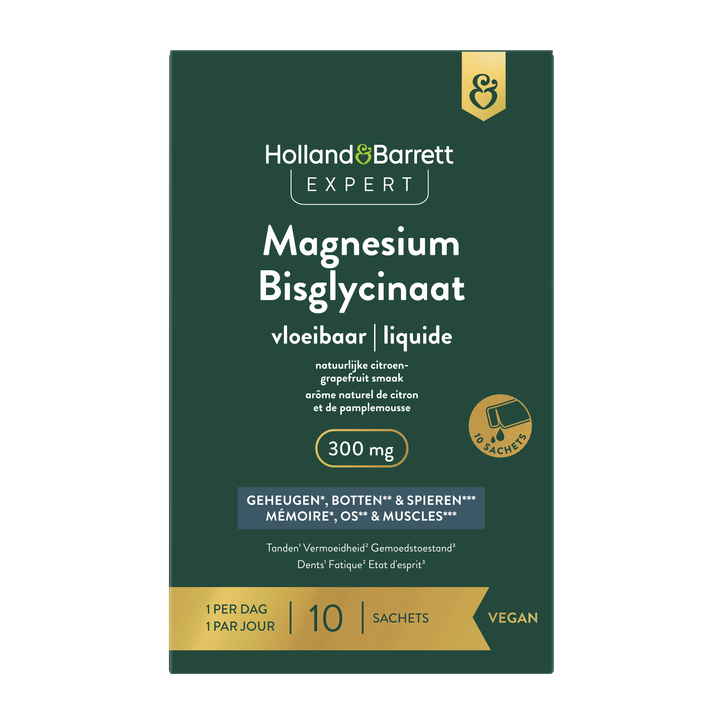 Holland & Barrett Expert Magnesium Bisglycinaat Vloeibaar 300 mg - 10 sachets