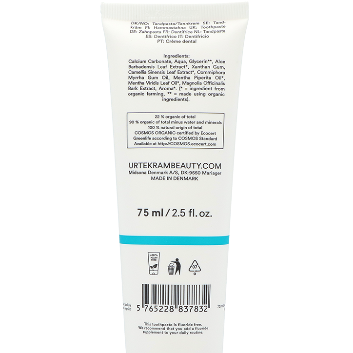 Urtekram Tandpasta Mint & Green Tea Fluoridevrij - 75ml image 2
