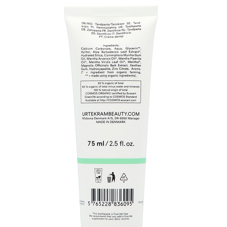 Urtekram Whitening Tandpasta Fresh Mint Fluoridevrij - 75ml image 2
