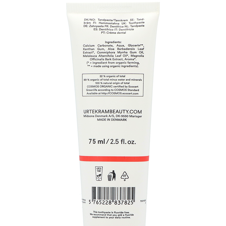Urtekram Tandpasta Tea Tree Fluoridevrij - 75ml image 2