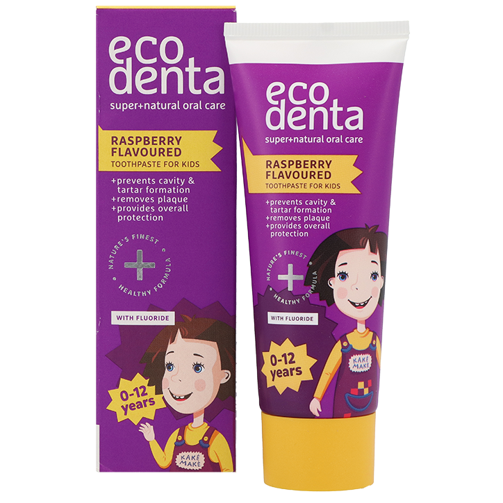 Ecodenta Kids Tandpasta Framboos met Fluor - 75ml image 1