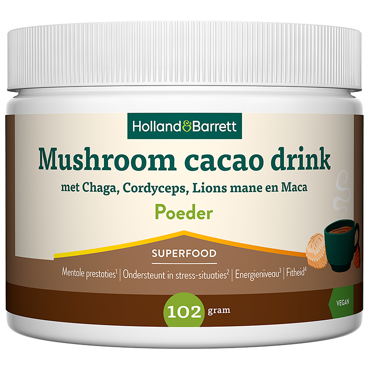 Holland & Barrett Mushroom Cacao Poeder Drink - 102g image 1