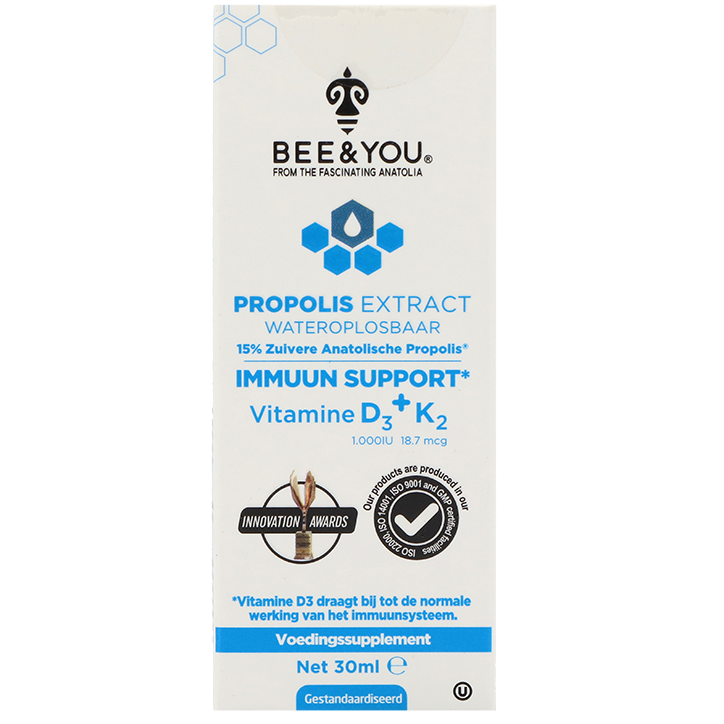 BEE&YOU Wateroplosbaar Propolis Extract 15% Vitamine D3 + K2 - 30 ml