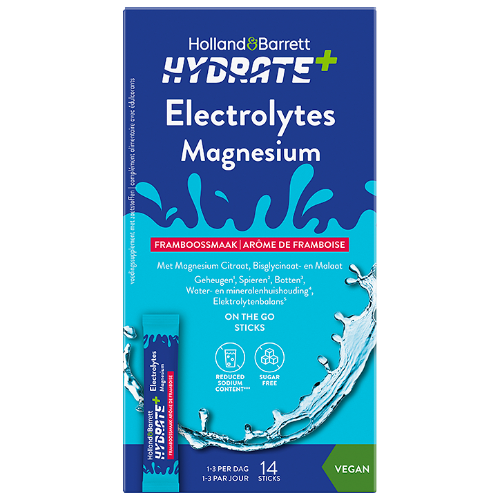 1+1 gratis | Holland & Barrett Hydrate+ Elektrolyten Magnesium - 14 sticks