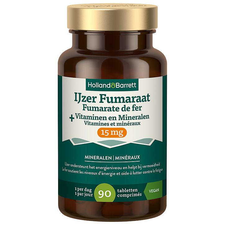 Holland & Barrett IJzer Fumaraat 15mg + Vitaminen & Mineralen - 90 tabletten