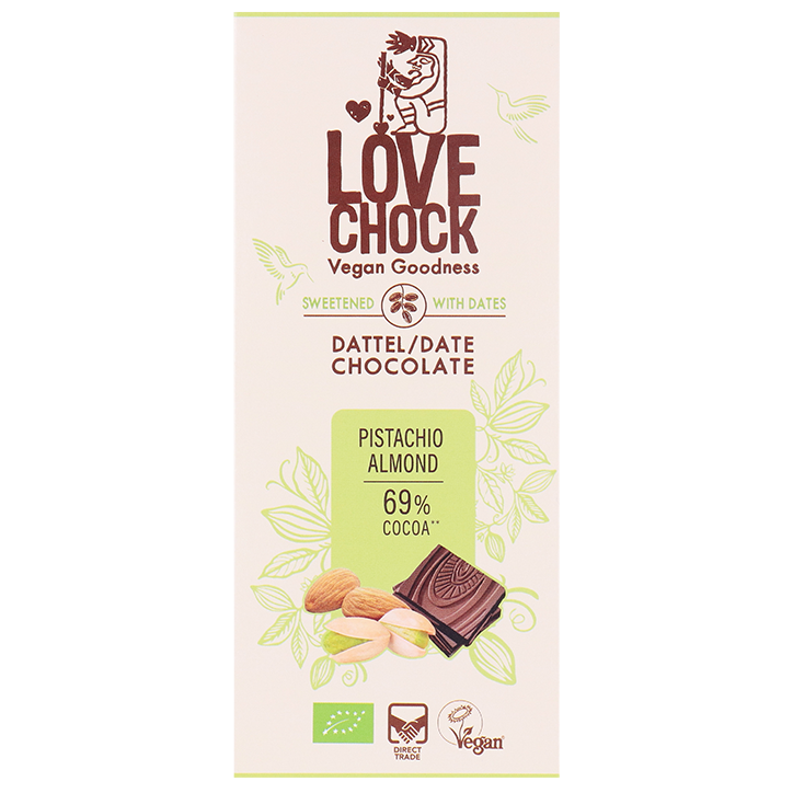 Lovechock Date Chocolate Pistachio Almond 69% – 70g