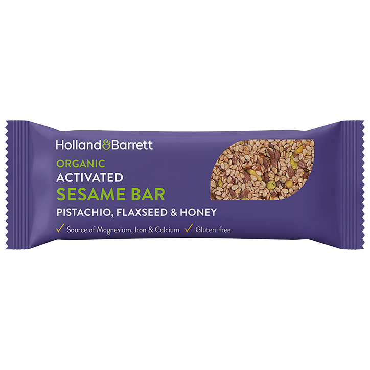 Holland & Barrett Organic Activated Sesame Bar Pistachio, Flaxseed & Honey - 40g
