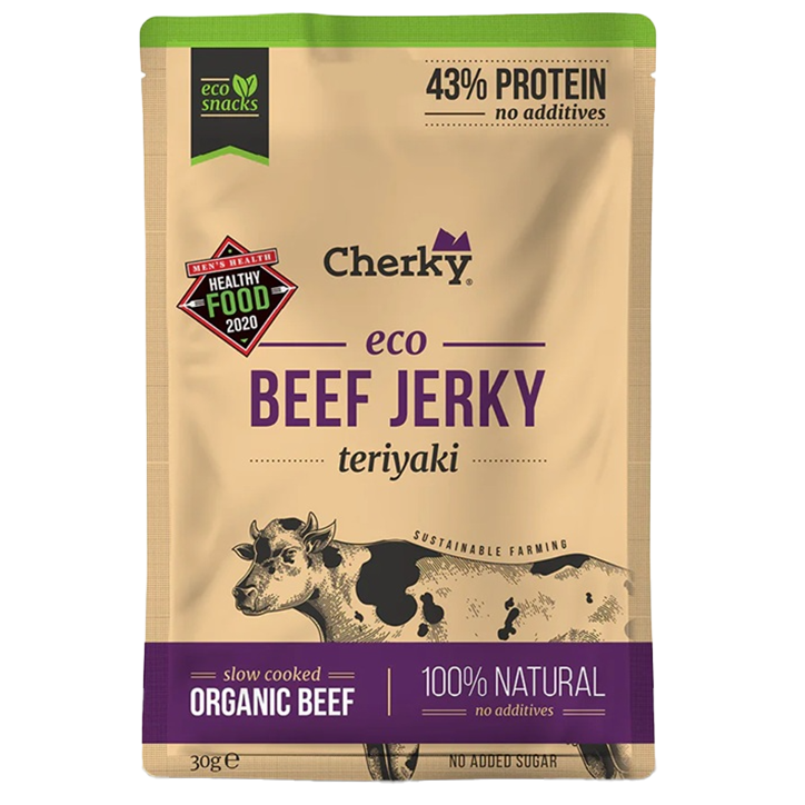 2e product 50% korting | Glutenvrij | Cherky Beef Jerky Teriyaki – 30g