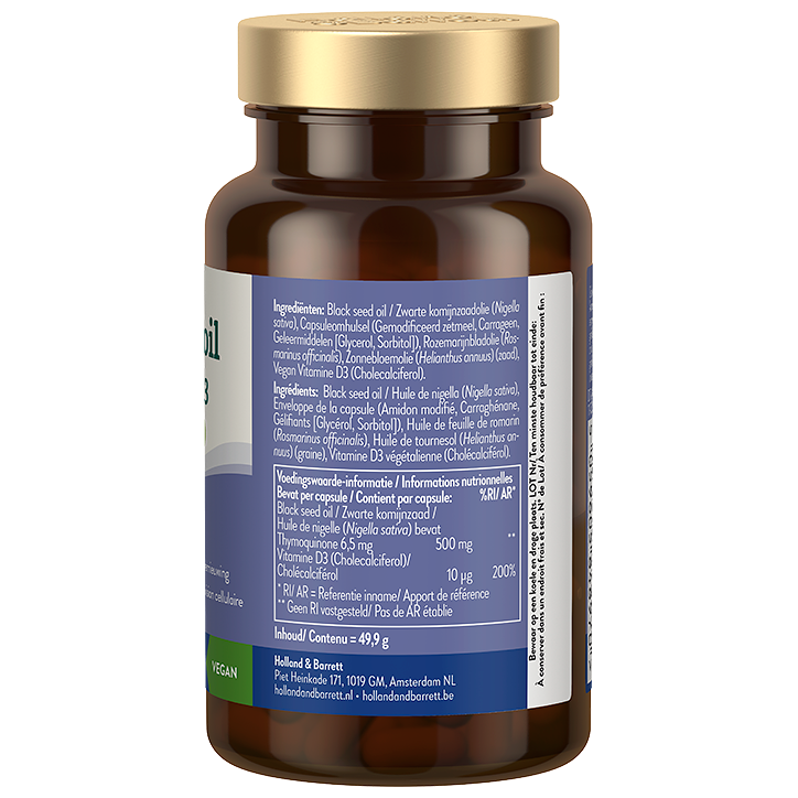 Holland & Barrett Black Seed Oil + Vitamine D3 - 60 capsules image 2