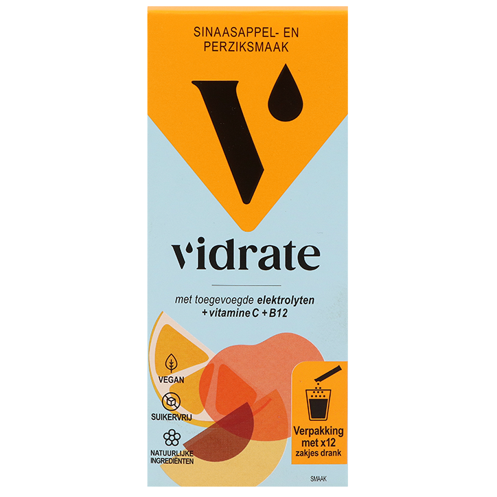ViDrate Sinaasappel- en Perziksmaak - 12 sachets