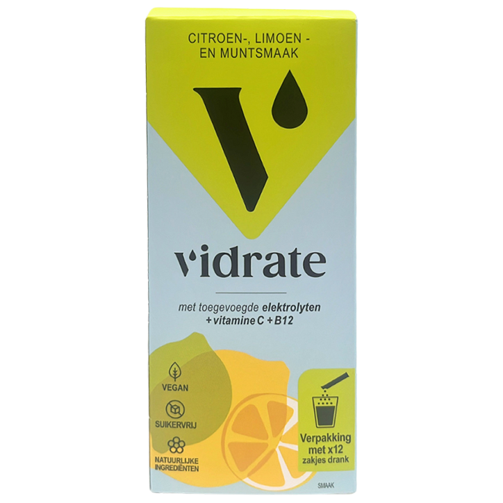 ViDrate Citroen-, Limoen- en Muntsmaak - 12 sticks