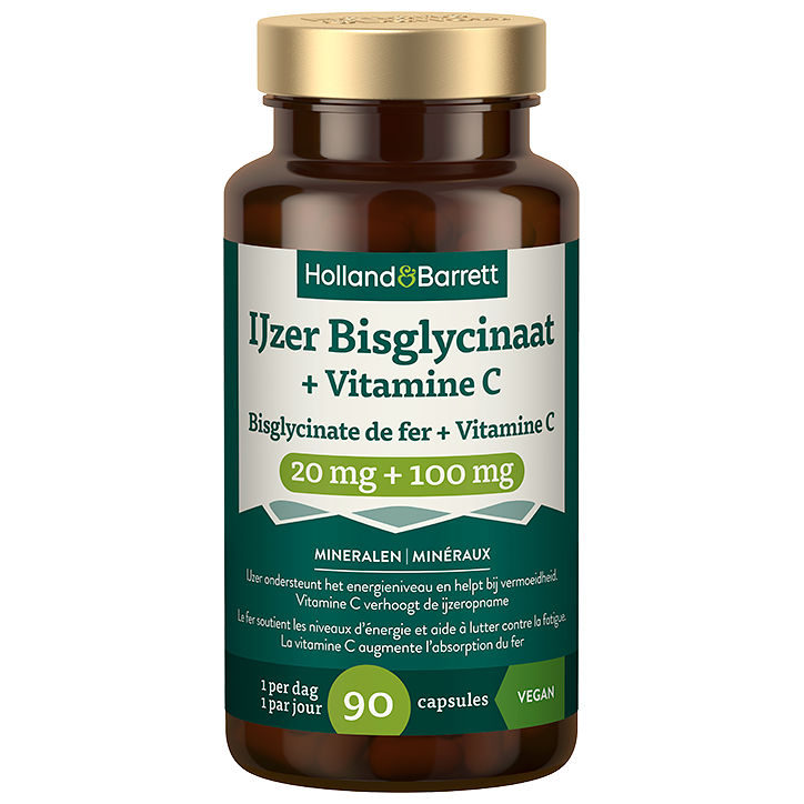 Holland & Barrett IJzer Bisglycinaat 20mg + Vitamine C 100mg - 90 capsules