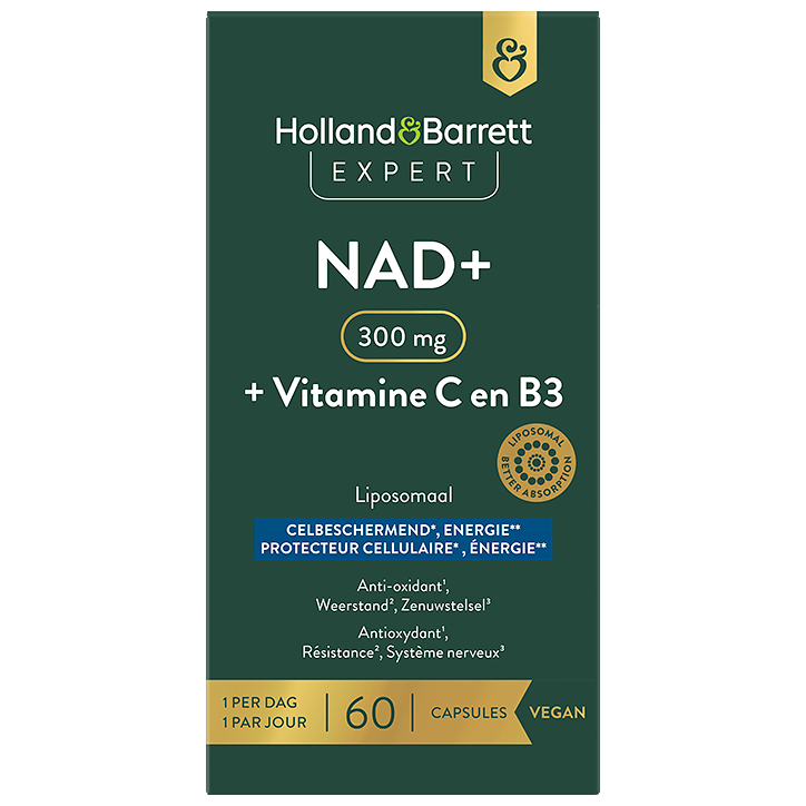 Holland & Barrett Expert NAD+ 300mg liposomaal + Vitamine C en B3 - 60 capsules