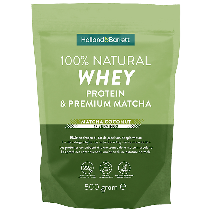 1+1 gratis | Holland & Barrett 100% Natural Whey Protein & Premium Matcha - 500g