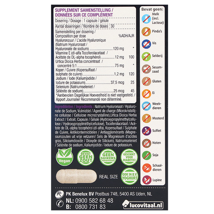 Lucovitaal Hyaluronzuur 120mg - 30 Capsules image 3