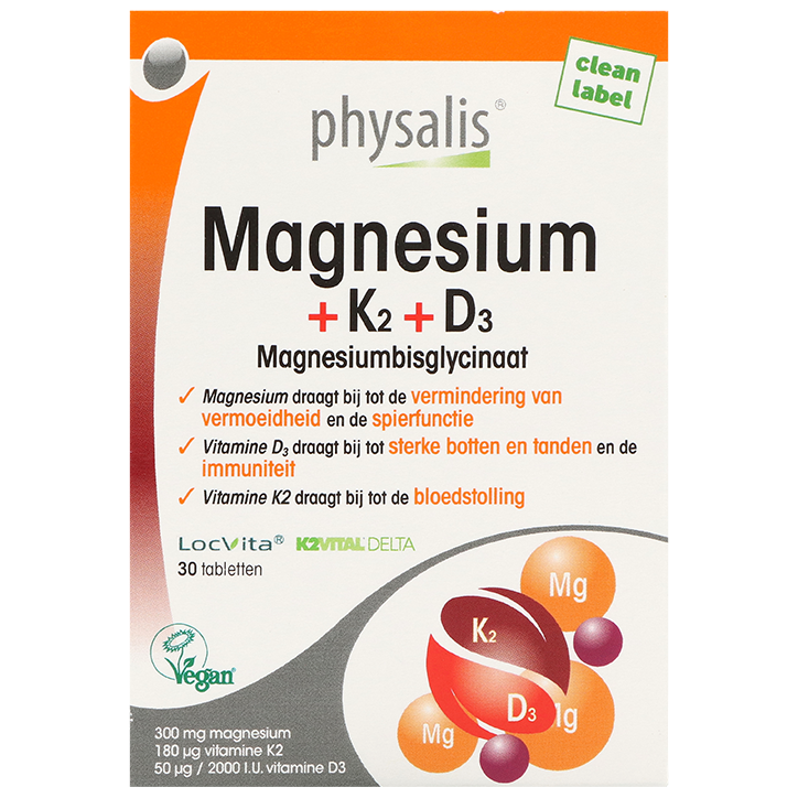 Physalis Magnesium + K2 + D3 - 30 tabletten