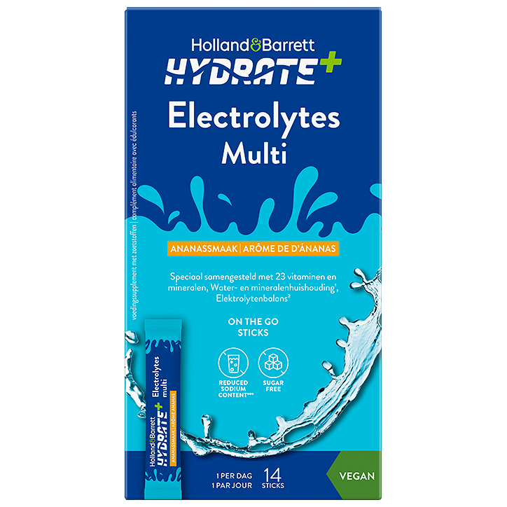 Holland & Barrett Hydrate+ Electrolytes Multi Ananas smaak - 14 sticks
