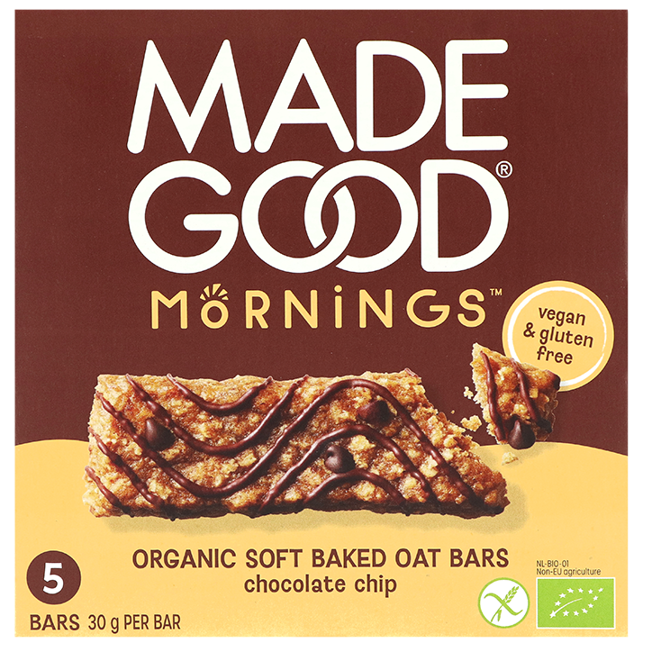 MadeGood Mornings Chocolate Chip Oat Bars - 5x30g