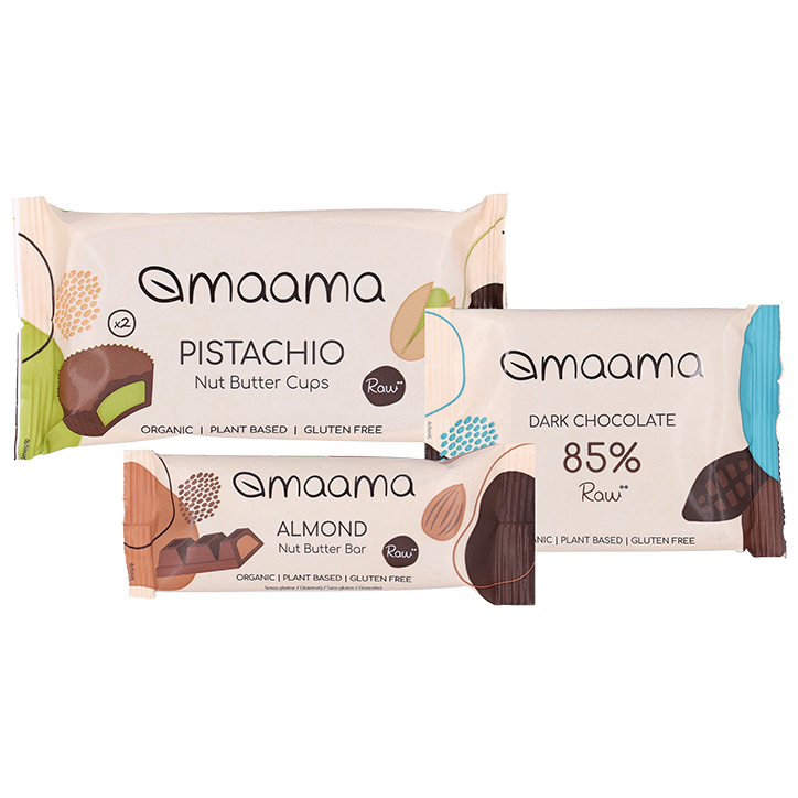 Maama Snack Bundel Amandel + Pistache + Pure Chocolade