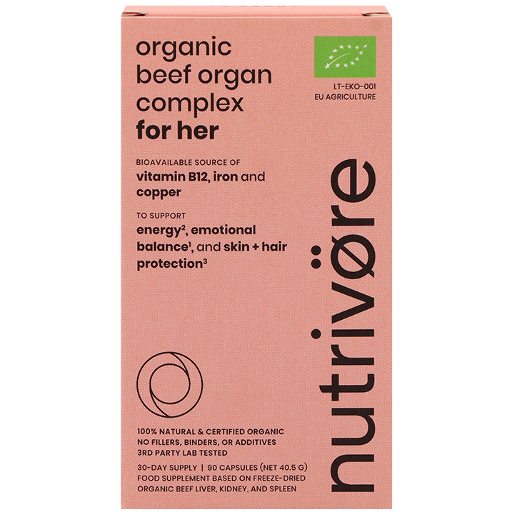 Nutrivore Biologisch Runderorgaan Complex Vrouw - 90 capsules