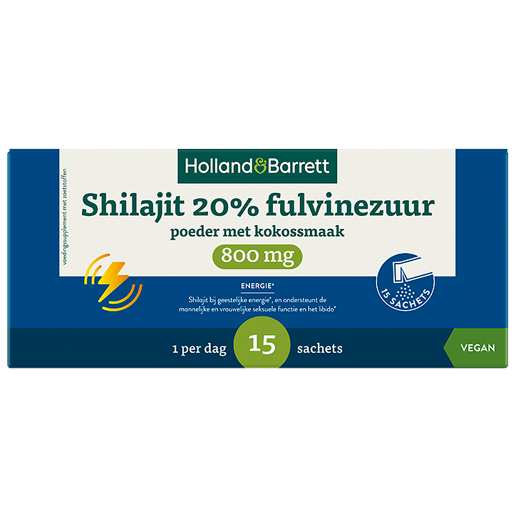 Holland & Barrett Shilajit 20% Fulvinezuur Poeder Met Kokossmaak - 15 sachets