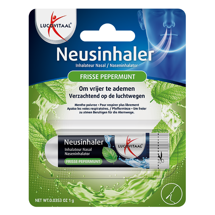 Lucovitaal Neusinhaler Vrijer Ademen Frisse Pepermunt - 1 stuk