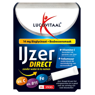 Lucovitaal 1+1 IJzer Bisglycinaat Direct - 20 sticks